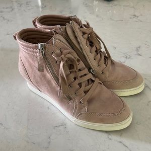 Paiolo pink suede wedge sneakers